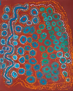 Australian Indigenous (Aboriginal and Torres Strait Islander) artwork by LAWRENCE PENNINGTON of Spinifex Artists. The title is Mituna. [14113] (Acrylic on Linen)