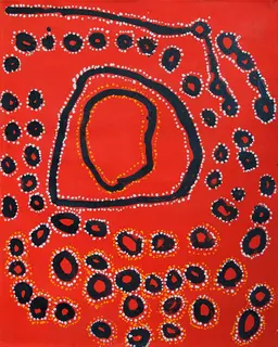 Australian Indigenous (Aboriginal and Torres Strait Islander) artwork by LAWRENCE PENNINGTON of Spinifex Artists. The title is Mituna. [15-116] (Acrylic on Linen)