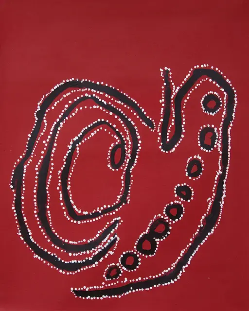 Australian Indigenous (Aboriginal and Torres Strait Islander) artwork by LAWRENCE PENNINGTON of Spinifex Artists. The title is Mituna Wipiya. [15-74] (Acrylic on Linen)