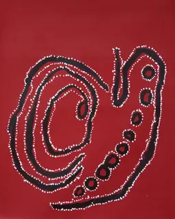 Australian Indigenous (Aboriginal and Torres Strait Islander) artwork by LAWRENCE PENNINGTON of Spinifex Artists. The title is Mituna Wipiya. [15-74] (Acrylic on Linen)