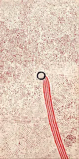 Australian Indigenous (Aboriginal and Torres Strait Islander) artwork by MAVIS DARKIE of Warlayirti Artists (Balgo). The title is Minna Minna. [864/08] (Acrylic on Canvas)