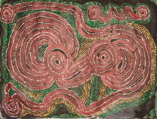 Australian Indigenous (Aboriginal and Torres Strait Islander) artwork by NYAKUL DAWSON of Miscellaneous Artists. The title is Minyma Kutjara. [IRRND03052] (Acrylic on Canvas)