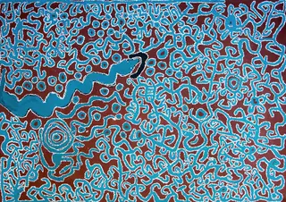 Australian Indigenous (Aboriginal and Torres Strait Islander) artwork by NED GRANT of Spinifex Artists. The title is Mulaya. [13298] (Acrylic on Linen)