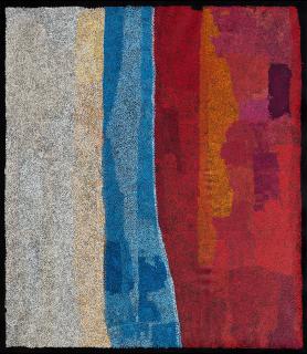 Australian Indigenous (Aboriginal and Torres Strait Islander) artwork by PATJU PRESLEY of Spinifex Artists. The title is Mamu Piti. [23-344] (Acrylic on Linen)