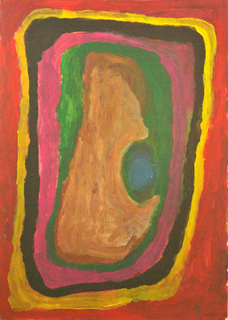 Australian Indigenous (Aboriginal and Torres Strait Islander) artwork by PAJI WAJINA HONEYCHILD YANKARR of Mangkaja Artists. The title is Mukurrurtu. [wp364/04] (Atelier Acrylic, 250gsm Velin Arches Paper)