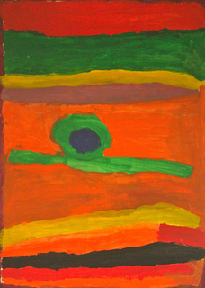 Australian Indigenous (Aboriginal and Torres Strait Islander) artwork by PAJI WAJINA HONEYCHILD YANKARR of Mangkaja Artists. The title is Mukurrurtu. [wp365/04] (Atelier Acrylic, 250gsm Velin Arches Paper)