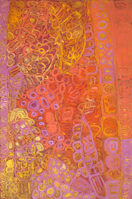 Australian Indigenous (Aboriginal and Torres Strait Islander) artwork by SONIA KURARRA of Mangkaja Artists. The title is Martuwarra. [73/12] (Atelier Acrylic Paint on 14oz Canvas)