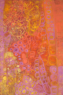 Australian Indigenous (Aboriginal and Torres Strait Islander) artwork by SONIA KURARRA of Mangkaja Artists. The title is Martuwarra. [73/12] (Atelier Acrylic Paint on 14oz Canvas)