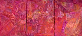 Australian Indigenous (Aboriginal and Torres Strait Islander) artwork by SONIA KURARRA of Mangkaja Artists. The title is Martuwarra. [103/13] (Atelier Artist Acrylic on 14oz Canvas)