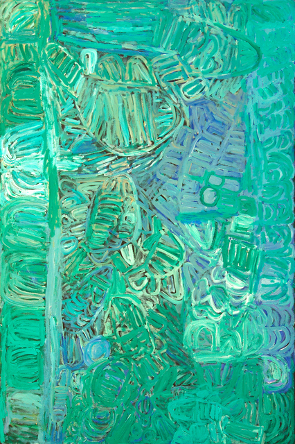 Australian Indigenous (Aboriginal and Torres Strait Islander) artwork by SONIA KURARRA of Mangkaja Artists. The title is Martuwarra. [3/13] (Atelier Acrylic Paint on 14oz Canvas)