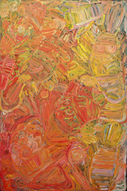 Australian Indigenous (Aboriginal and Torres Strait Islander) artwork by SONIA KURARRA of Mangkaja Artists. The title is Martuwarra. [211/13] (Atelier Acrylic Paint on 14oz Canvas)