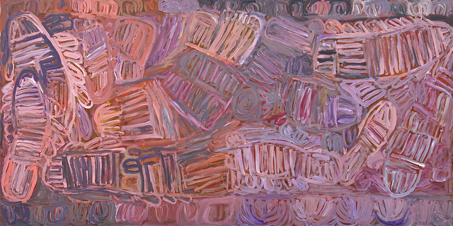 Australian Indigenous (Aboriginal and Torres Strait Islander) artwork by SONIA KURARRA of Mangkaja Artists. The title is Martuwarra. [356/13] (Atelier Acrylic Paint on 14oz Canvas)