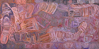 Australian Indigenous (Aboriginal and Torres Strait Islander) artwork by SONIA KURARRA of Mangkaja Artists. The title is Martuwarra. [356/13] (Atelier Acrylic Paint on 14oz Canvas)