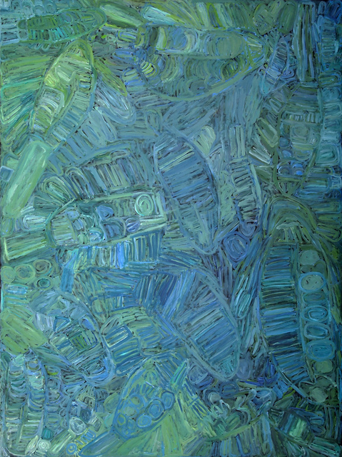 Australian Indigenous (Aboriginal and Torres Strait Islander) artwork by SONIA KURARRA of Mangkaja Artists. The title is Martuwarra. [358/13] (Atelier Acrylic Paint on Linen)