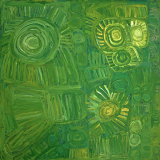 Australian Indigenous (Aboriginal and Torres Strait Islander) artwork by SONIA KURARRA of Mangkaja Artists. The title is Martuwarra. [413/13] (Atelier Acrylic Paint on 14oz Canvas)