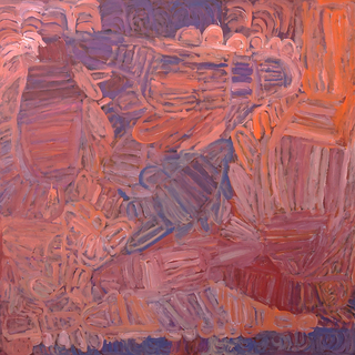 Australian Indigenous (Aboriginal and Torres Strait Islander) artwork by SONIA KURARRA of Mangkaja Artists. The title is Martuwarra. [415/13] (Atelier Acrylic Paint on 14oz Canvas)