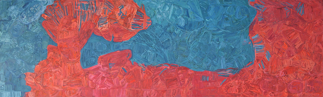 Australian Indigenous (Aboriginal and Torres Strait Islander) artwork by SONIA KURARRA of Mangkaja Artists. The title is Martuwarra. [416/13] (Atelier Acrylic Paint on Linen)