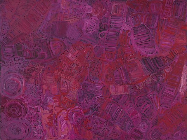 Australian Indigenous (Aboriginal and Torres Strait Islander) artwork by SONIA KURARRA of Mangkaja Artists. The title is Martuwarra. [7/13] (Atelier Acrylic Paint on 14oz Canvas)