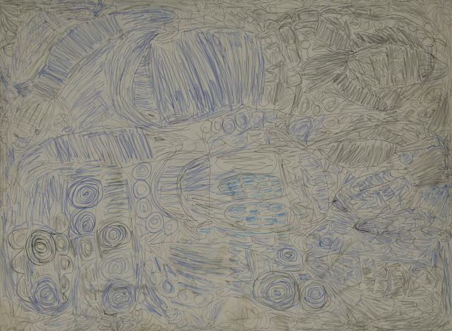 Australian Indigenous (Aboriginal and Torres Strait Islander) artwork by SONIA KURARRA of Mangkaja Artists. The title is Martuwarra. [289/15] (Coloured Pencil on 250gsm Velin Arches)