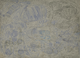 Australian Indigenous (Aboriginal and Torres Strait Islander) artwork by SONIA KURARRA of Mangkaja Artists. The title is Martuwarra. [289/15] (Coloured Pencil on 250gsm Velin Arches)