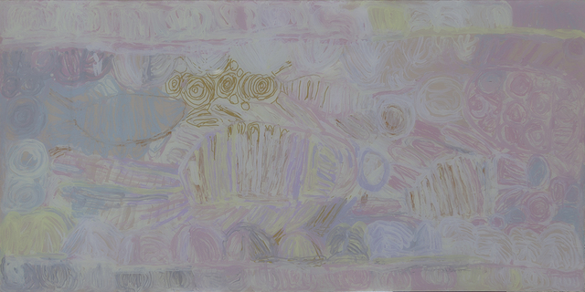 Australian Indigenous (Aboriginal and Torres Strait Islander) artwork by SONIA KURARRA of Mangkaja Artists. The title is Martuwarra. [156/17] (Acrylic Paint on 3mm Poly-Carbonate)