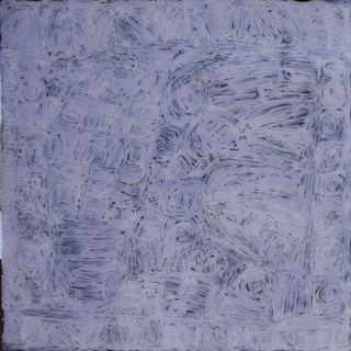 Australian Indigenous (Aboriginal and Torres Strait Islander) artwork by SONIA KURARRA of Mangkaja Artists. The title is Martuwarra. [450/17] (Acrylic Paint on 3mm Poly-Carbonate)