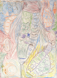 Australian Indigenous (Aboriginal and Torres Strait Islander) artwork by SONIA KURARRA of Mangkaja Artists. The title is Martuwarra. [2/16] (Coloured Pencil, 250gsm Velin Arches)