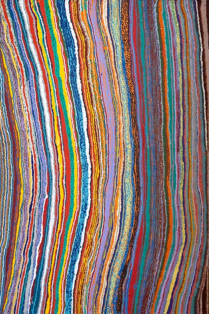 Australian Indigenous (Aboriginal and Torres Strait Islander) artwork by MULYATINGKI MARNEY of Martumili Artists. The title is Mukurtu. [10-23 ] (Acrylic on Linen)