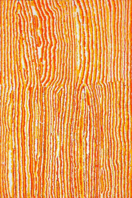 Australian Indigenous (Aboriginal and Torres Strait Islander) artwork by WENDY WISE of Warlayirti Artists (Balgo). The title is Mulan. [31/10] (Acrylic on Canvas)