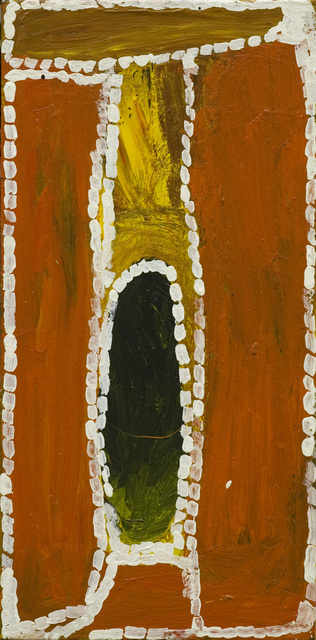 Australian Indigenous (Aboriginal and Torres Strait Islander) artwork by WAKARTU CORY SURPRISE of Mangkaja Artists. The title is Mullngarn Jila. [101/07] (Atelier Acrylic Paint on 14oz Canvas)