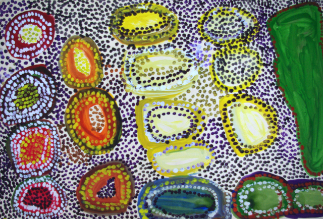 Australian Indigenous (Aboriginal and Torres Strait Islander) artwork by WANKURTA PEANUT FORD of Mangkaja Artists. The title is My Country. [269/12] (Derivan Matisse Acrylic - 280gsm Velin BKF Rives)