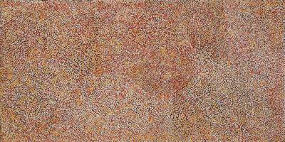 Australian Indigenous (Aboriginal and Torres Strait Islander) artwork by MATJANGKA (NYUKANA) NORRIS of Kaltjiti Artists. The title is Mai Putitja - Bush Foods. [KALNNO9925P] (Acrylic on Canvas)