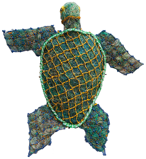 Australian Indigenous (Aboriginal and Torres Strait Islander) artwork by RACHEL EMMA GELA of Erub Erwer Meta. The title is Mala. [16-27] (Ghost Nets & Twine)