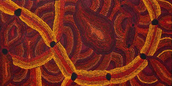 Australian Indigenous (Aboriginal and Torres Strait Islander) artwork by RENITA STANLEY of Ernabella Artists. The title is Malilanya. [272-12] (Acrylic on Canvas)