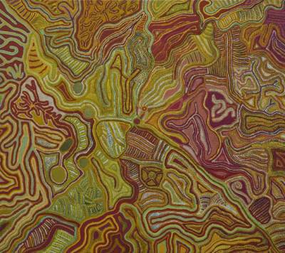 Australian Indigenous (Aboriginal and Torres Strait Islander) artwork by KAY BAKER of Tjungu Palya Artists. The title is Malilu Tjukurpa. [08480] (Acrylic on Canvas)