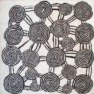 Australian Indigenous (Aboriginal and Torres Strait Islander) artwork by PINTA PINTA TJAPANANGKA of Papunya Tula Artists. The title is Malparingya. [PP980608] (Acrylic on Belgian Linen)