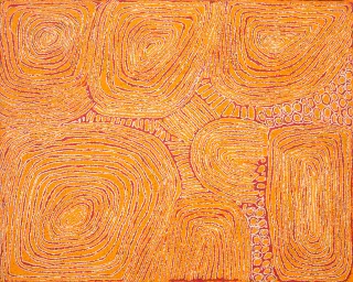 Australian Indigenous (Aboriginal and Torres Strait Islander) artwork by WALANGKURA NAPANANGKA of Papunya Tula Artists. The title is Malparingya. [WN0503171] (Acrylic on Belgian Linen)
