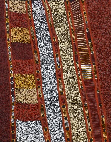 Australian Indigenous (Aboriginal and Torres Strait Islander) artwork by BERNARD TJALKURI of Tjungu Palya Artists. The title is Mamungari. [08200] (Acrylic on Canvas)