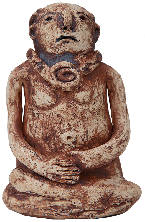 Australian Indigenous (Aboriginal and Torres Strait Islander) artwork by ALMA MARGARET SAILOR of Erub Erwer Meta. The title is Man Ata. [13-129] (Ceramic)
