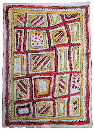 Australian Indigenous (Aboriginal and Torres Strait Islander) artwork by FATE SAVARI (ISAWDI) of Omie Artists. The title is Maraj’e. [14-220] (Pencil and Ink on Paper)