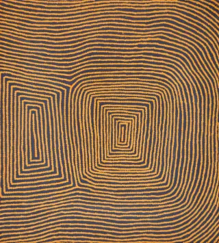 Australian Indigenous (Aboriginal and Torres Strait Islander) artwork by WARLIMPIRRNGA TJAPALTJARRI of Papunya Tula Artists. The title is Marawa. [WT0906013] (Acrylic on Belgian Linen)