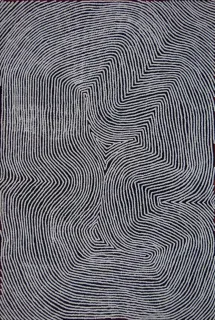 Australian Indigenous (Aboriginal and Torres Strait Islander) artwork by WARLIMPIRRNGA TJAPALTJARRI of Papunya Tula Artists. The title is Marawa. [WT1307021] (Acrylic on Belgian Linen)