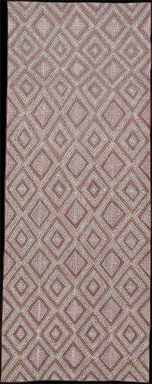 Australian Indigenous (Aboriginal and Torres Strait Islander) artwork by GARAWAN WANAMBI of Buku-Larrnggay Mulka (Yirrkala). The title is Marrangu. [3671Z] (Bark Painting)