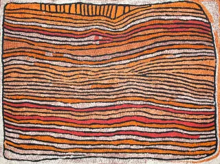 Australian Indigenous (Aboriginal and Torres Strait Islander) artwork by NAATA NUNGURRAYI of Papunya Tula Artists. The title is Marrapinti. [NN20000461] (Acrylic on Belgian Linen)
