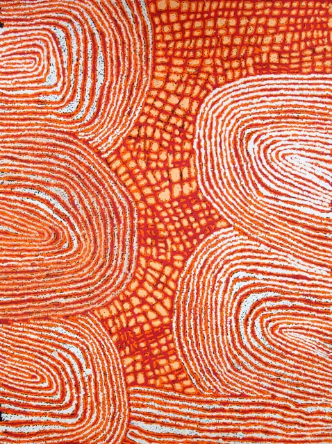 Australian Indigenous (Aboriginal and Torres Strait Islander) artwork by WALANGKURA NAPANANGKA of Papunya Tula Artists. The title is Marrapinti. [WN0609112] (Acrylic on Belgian Linen)