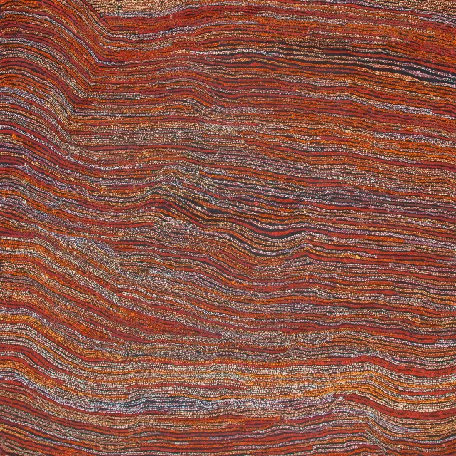 Australian Indigenous (Aboriginal and Torres Strait Islander) artwork by NANYUMA NAPANGATI of Papunya Tula Artists. The title is Marrapinti. [NN1605090] (Acrylic on Belgian Linen)