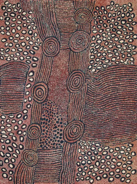 Australian Indigenous (Aboriginal and Torres Strait Islander) artwork by NANYUMA NAPANGATI of Papunya Tula Artists. The title is Marrapinti. [NN1603072] (Acrylic on Belgian Linen)