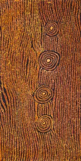 Australian Indigenous (Aboriginal and Torres Strait Islander) artwork by NANYUMA NAPANGATI of Papunya Tula Artists. The title is Marrapinti. [NN1511032] (Acrylic on Belgian Linen)