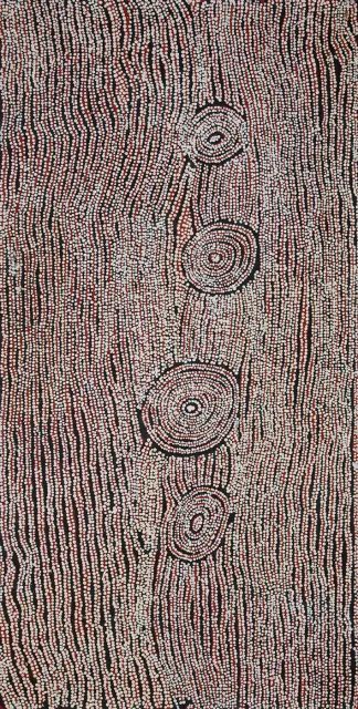 Australian Indigenous (Aboriginal and Torres Strait Islander) artwork by NANYUMA NAPANGATI of Papunya Tula Artists. The title is Marrapinti. [NN1505055] (Acrylic on Belgian Linen)