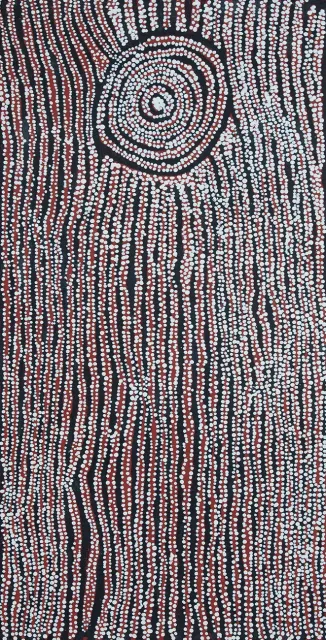 Australian Indigenous (Aboriginal and Torres Strait Islander) artwork by NANYUMA NAPANGATI of Papunya Tula Artists. The title is Marrapinti. [NN1510029] (Acrylic on Belgian Linen)